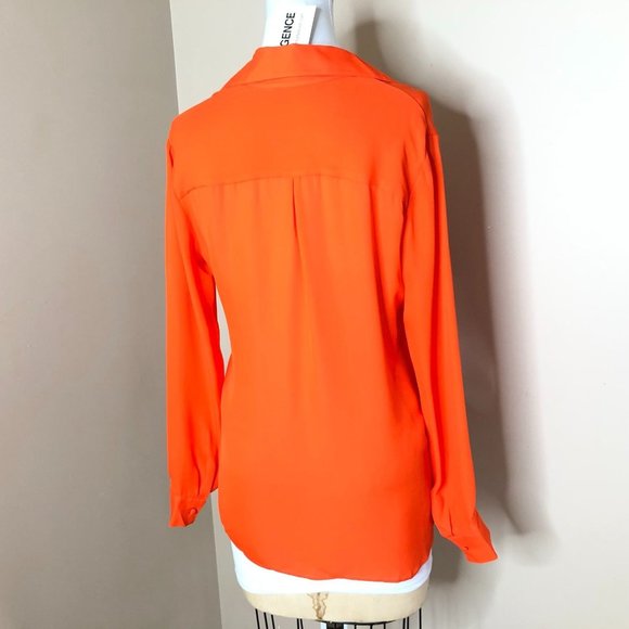 L'Agence Rita Draped Faux Wrap Silk Carrot Orange Blouse Top - Picture 6 of 14